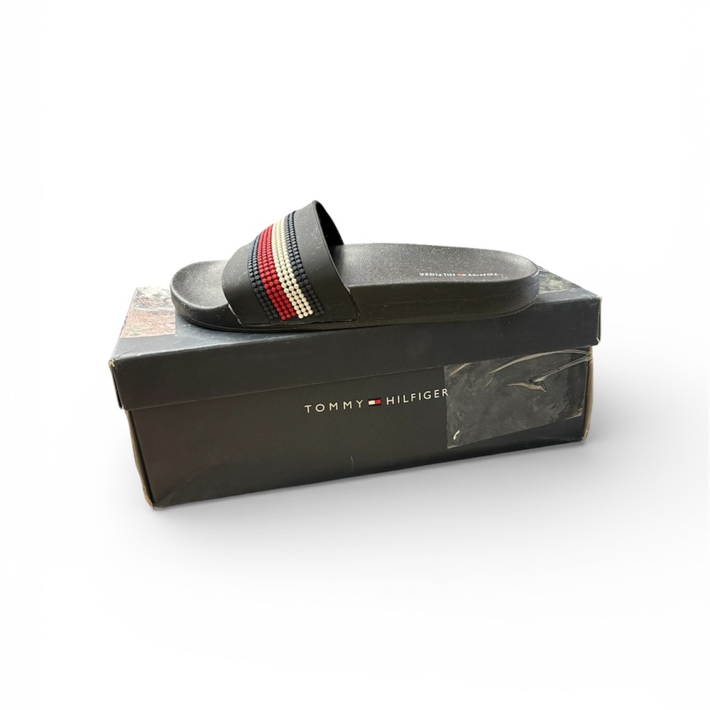 Tommy Hilfiger women Black and Red Slide Sandals